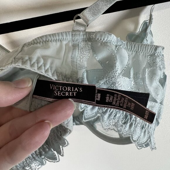 Victoria’s Secret Blue Floral Lace Underwire Bra‎ Women’s Size 34D - Picture 5 of 7
